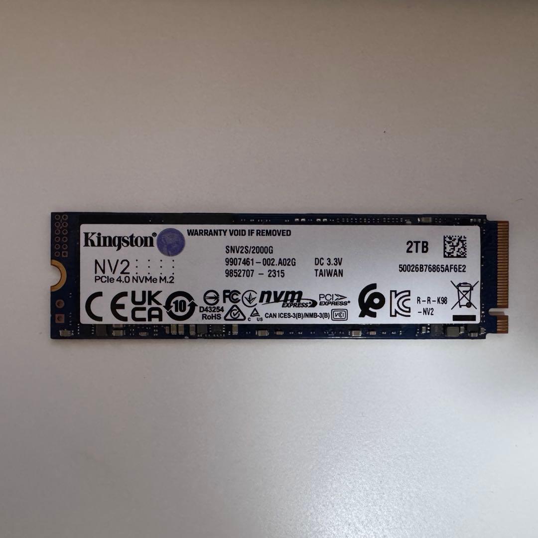 Kingston SSD 2TB M.2 NVMe Gen4【健康度99%】 Kingston NVMe 2TB SSD 健康度99% M.2 2280
