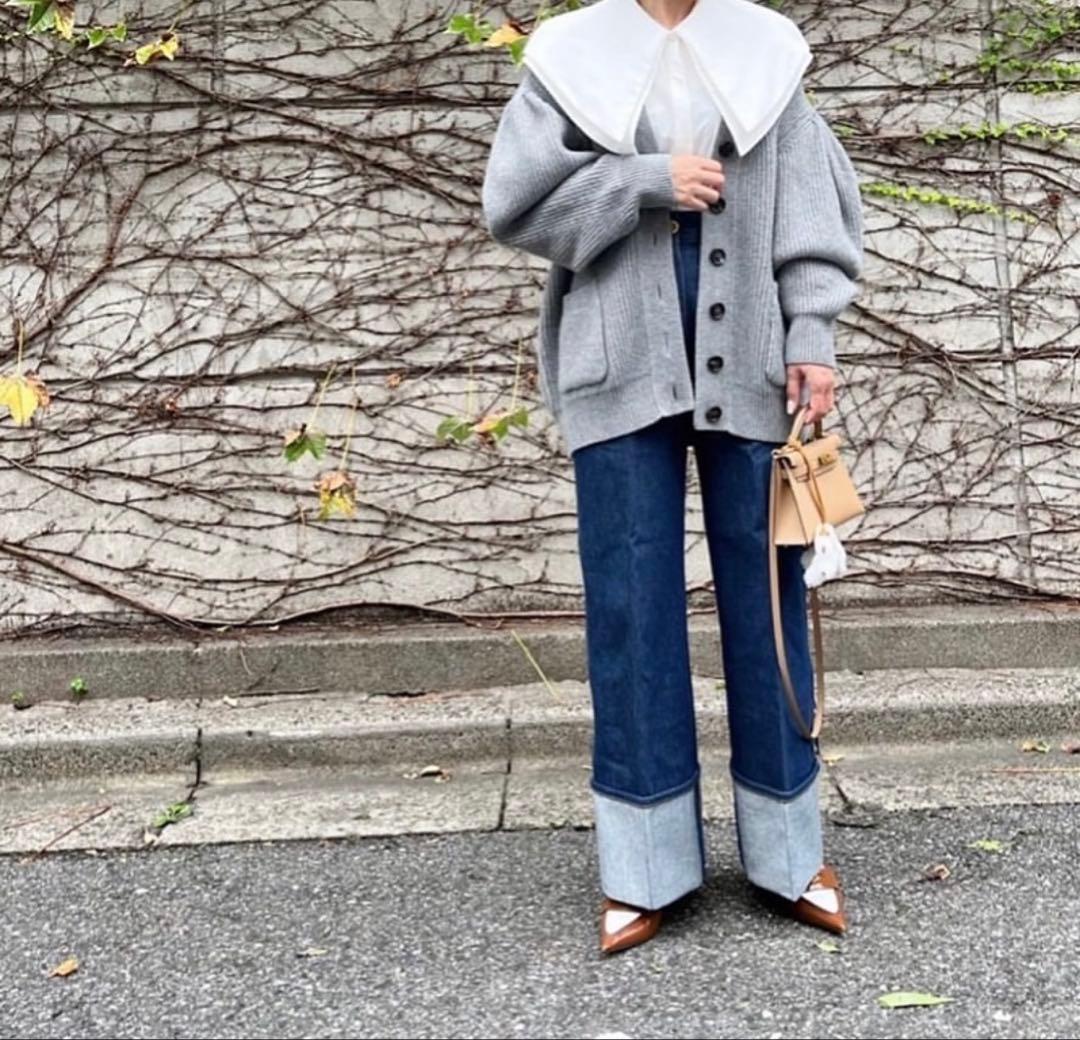 美品レア♡【Cygne】Raymondボリューム袖 ロングカーディガン グレー 週末セール【Cygne】Raymond ボリューム袖 ロングカーディガン グレー